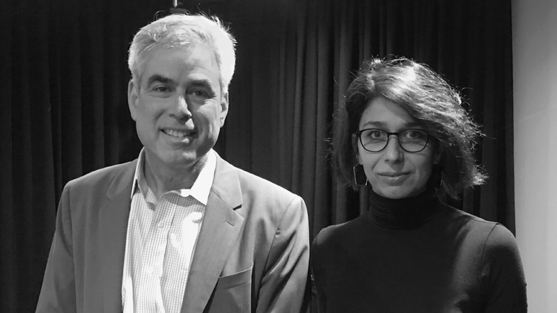 Jonathan Haidt and Sandra Peter in the podcast studio